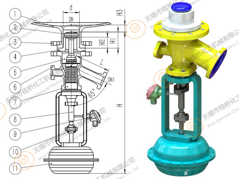 搪玻璃上展式自動放料閥 搪玻璃上展式自動放料閥