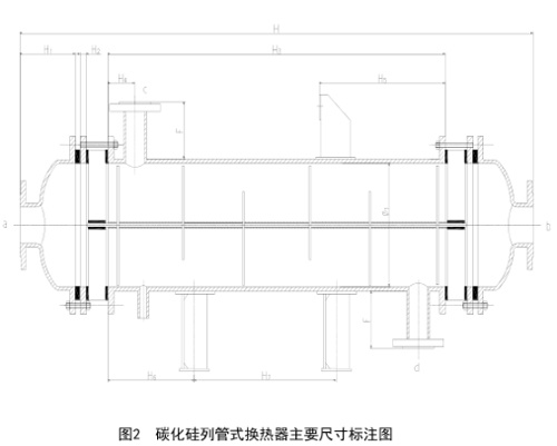 碳化硅列管換熱器主要尺寸標注圖 碳化硅列管換熱器主要尺寸標注圖